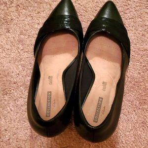 Clarks Black Leather Kitten Heel Shoes Size 8